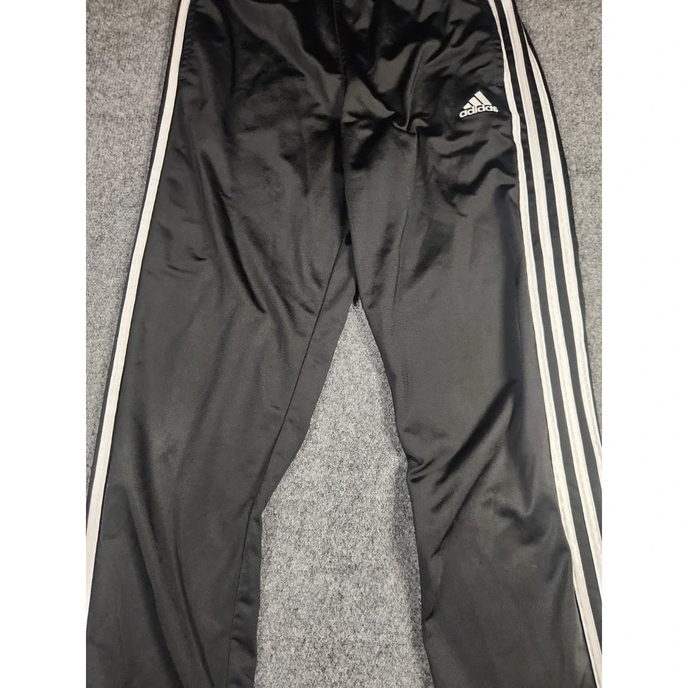 Adidas Boys XL 18/20 Tricot Track Pants Black White 3-Stripes Tapered Joggers
